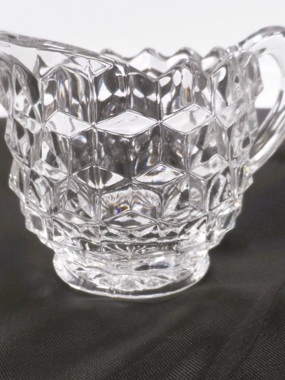 Fostoria American Cubist Clear Glass Creamer Pitcher 3"  Vintage